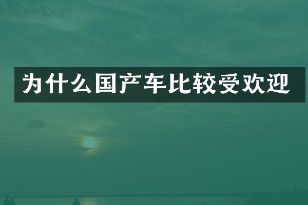 为什么国产车比较受欢迎