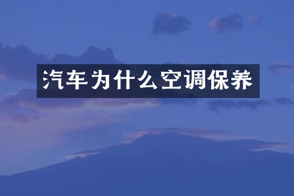 汽车为什么空调保养