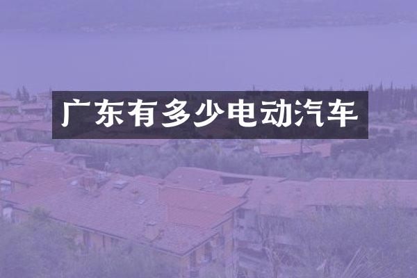广东有多少电动汽车