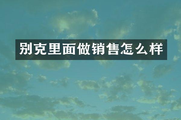 别克里面做销售怎么样