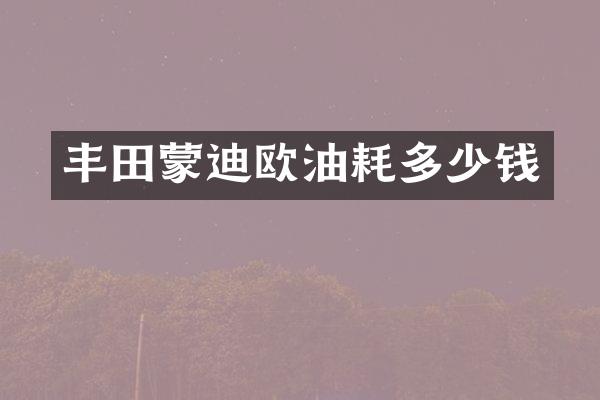 丰田蒙迪欧油耗多少钱