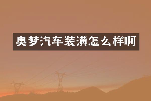 奥梦汽车装潢怎么样啊
