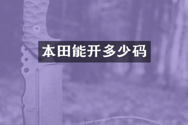 本田能开多少码