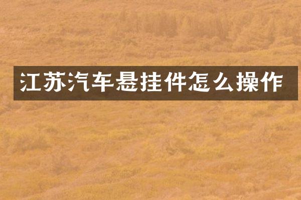 江苏汽车悬挂件怎么操作