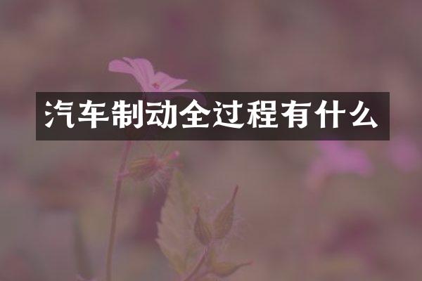 汽车制动全过程有什么