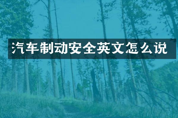 汽车制动安全英文怎么说