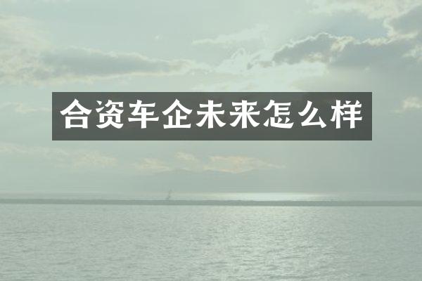 合资车企未来怎么样