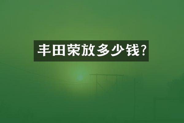 丰田荣放多少钱?