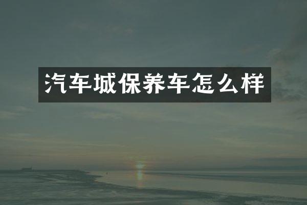 汽车城保养车怎么样