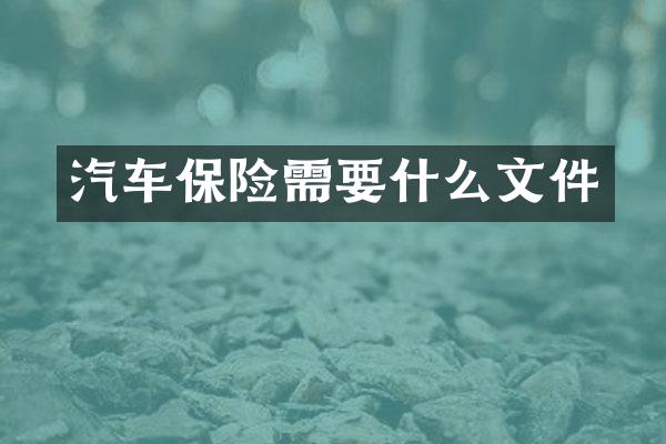 汽车保险需要什么文件