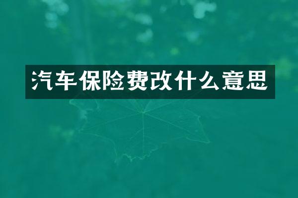 汽车保险费改什么意思