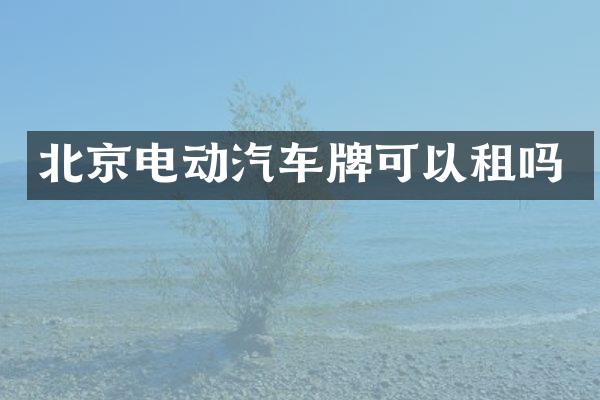 北京电动汽车牌可以租吗