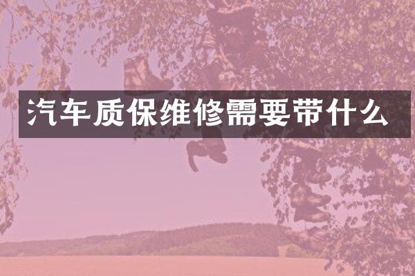汽车质保维修需要带什么