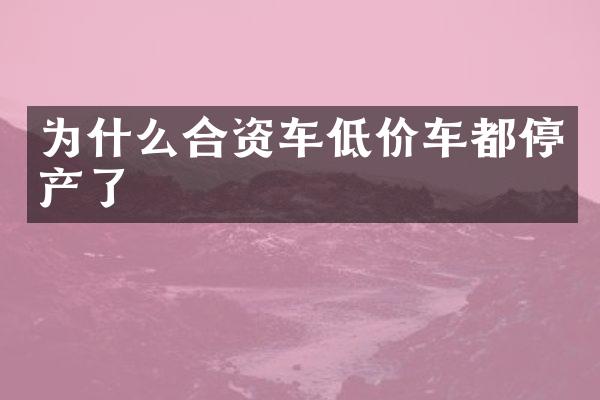 为什么合资车低价车都停产了