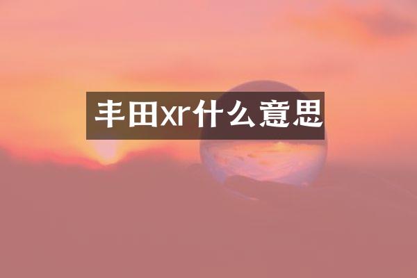 丰田xr什么意思