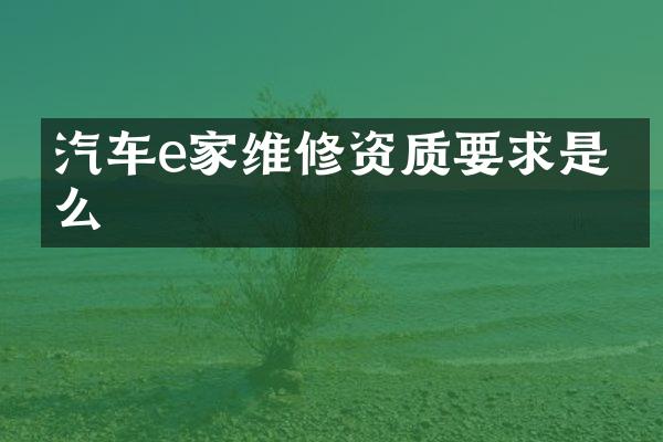 汽车e家维修资质要求是什么