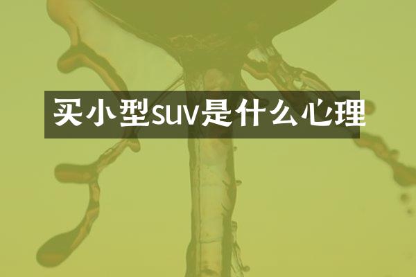 买小型suv是什么心理