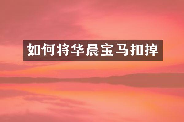 如何将华晨宝马扣掉