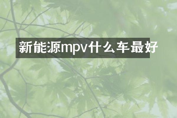 新能源mpv什么车最好