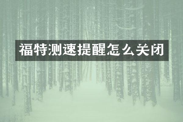 福特测速提醒怎么关闭