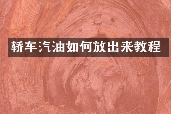 轿车汽油如何放出来教程