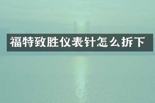 福特致胜仪表针怎么拆下