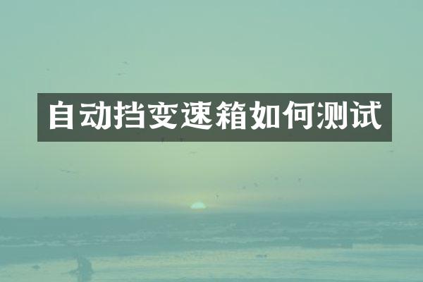 自动挡变速箱如何测试