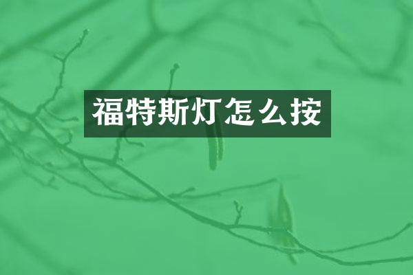 福特斯灯怎么按