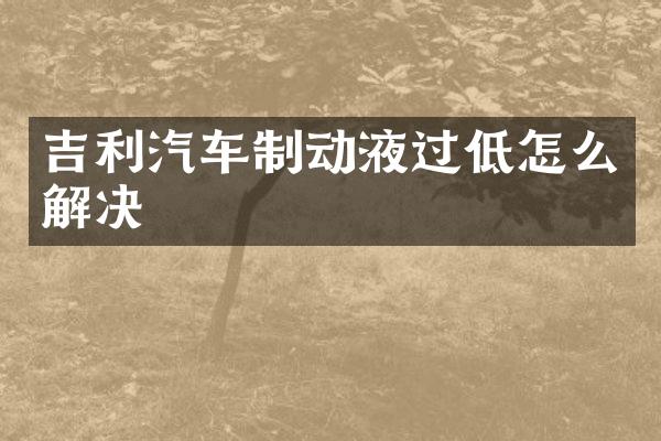 吉利汽车制动液过低怎么解决
