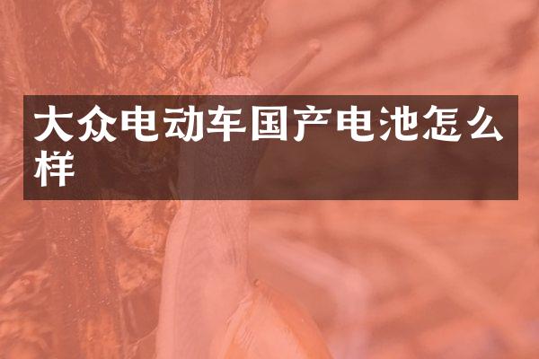 大众电动车国产电池怎么样