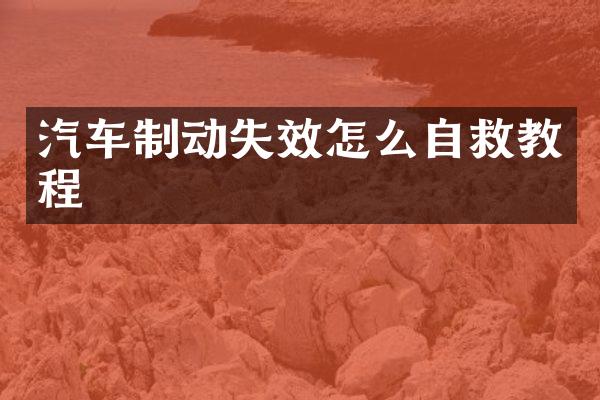 汽车制动失效怎么自救教程