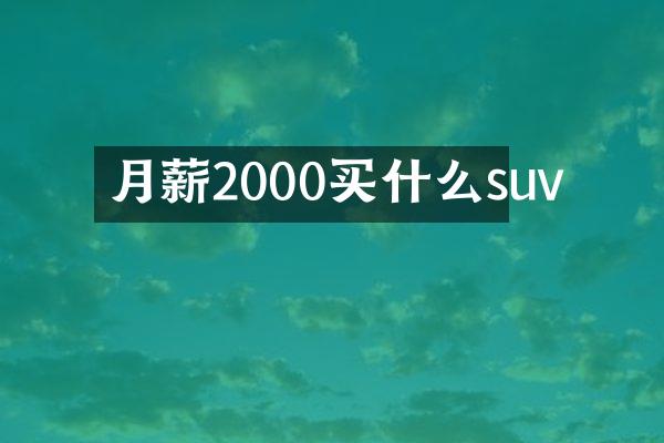 月薪2000买什么suv