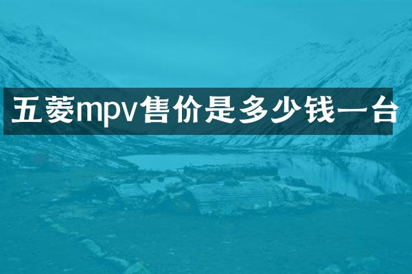 五菱mpv售价是多少钱一台