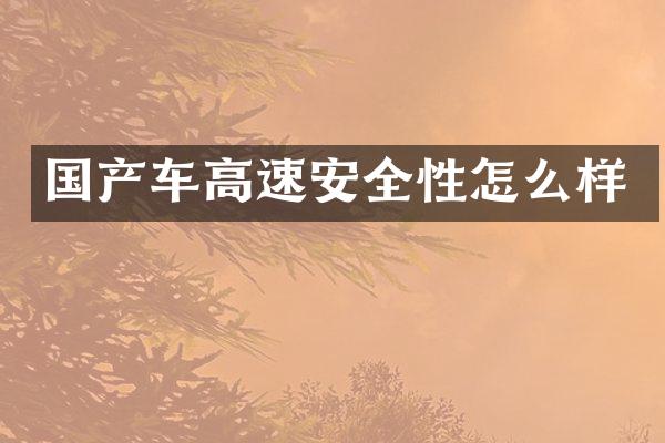 国产车高速安全性怎么样