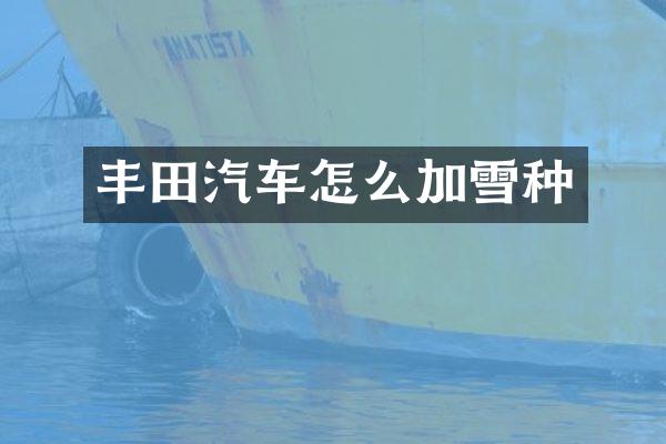 丰田汽车怎么加雪种