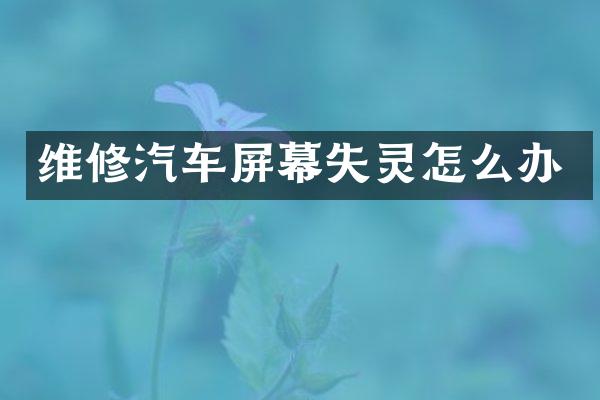 维修汽车屏幕失灵怎么办
