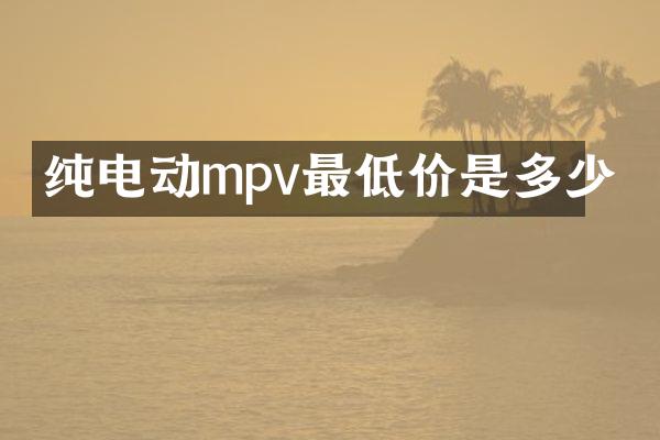 纯电动mpv最低价是多少