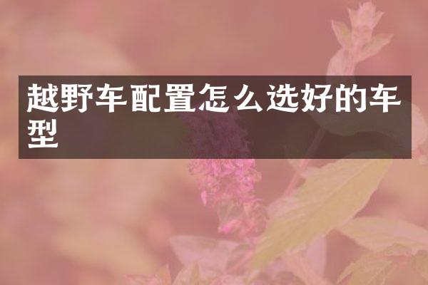 越野车配置怎么选好的车型