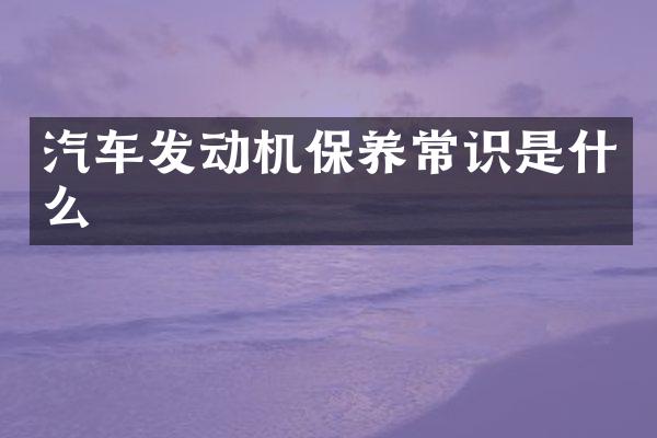 汽车发动机保养常识是什么