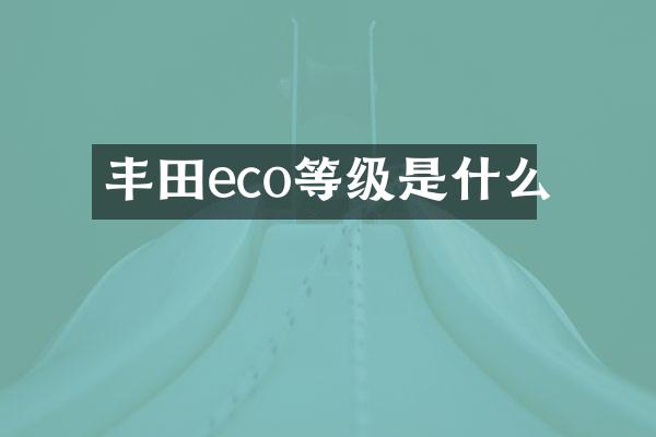 丰田eco等级是什么