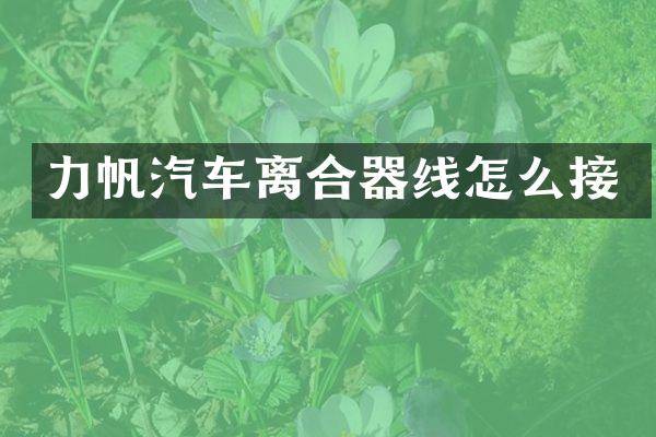 力帆汽车离合器线怎么接