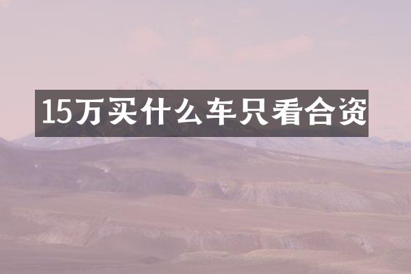 15万车只看合资