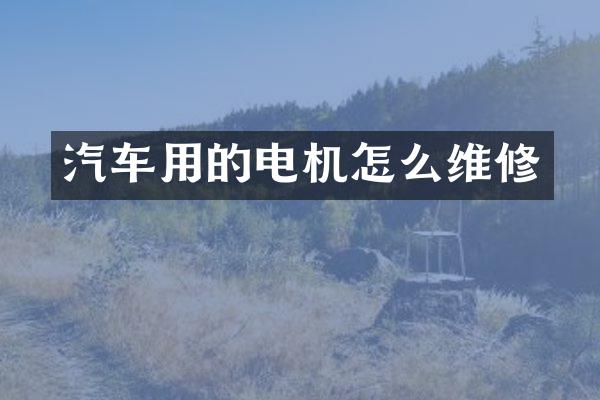 汽车用的电机怎么维修