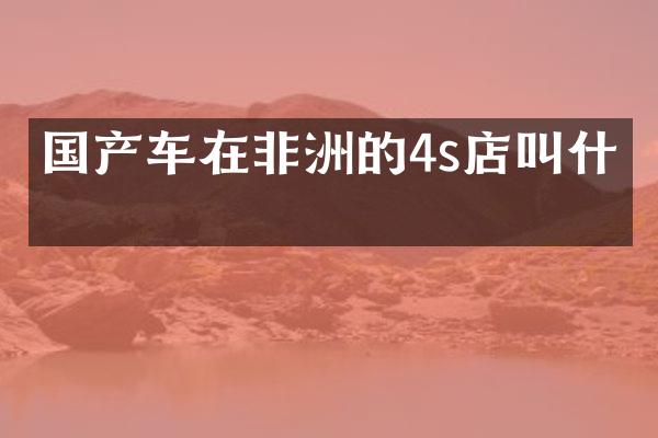国产车在非洲的4s店叫什么