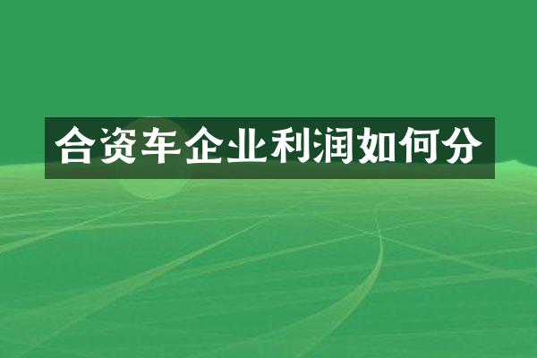 合资车企业利润如何分