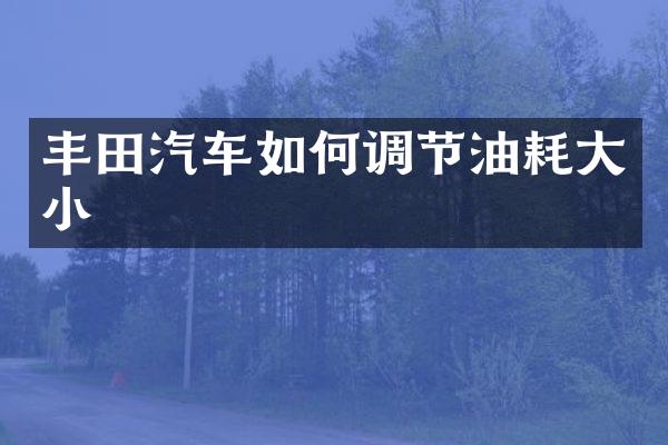 丰田汽车如何调节油耗大小