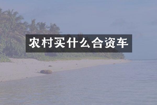农村买什么合资车