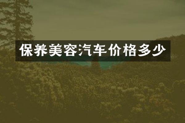 保养美容汽车价格多少