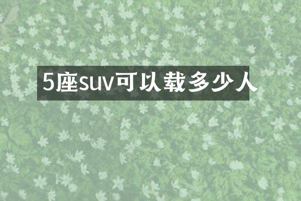 5座suv可以载多少人