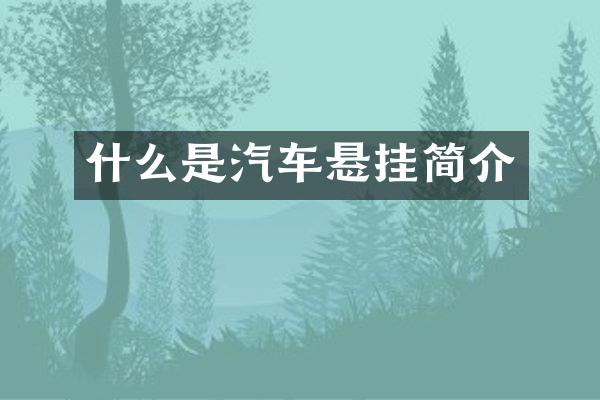 什么是汽车悬挂简介